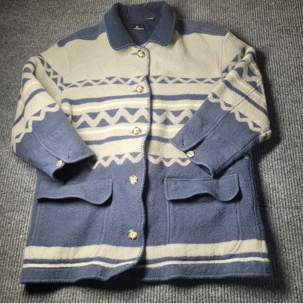 Vintage Liz Sport Sz Large‎ Southwestern Wool Blend Jacket-Blue/Gray-Women's